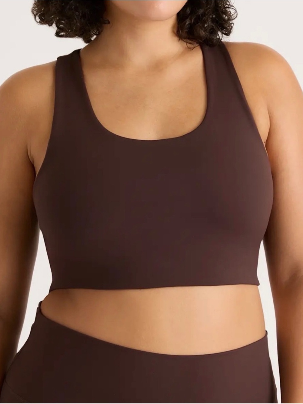 Quince NWOT Ultra-Form Scoop Neck Longline Bra Small Espresso Dark Brown